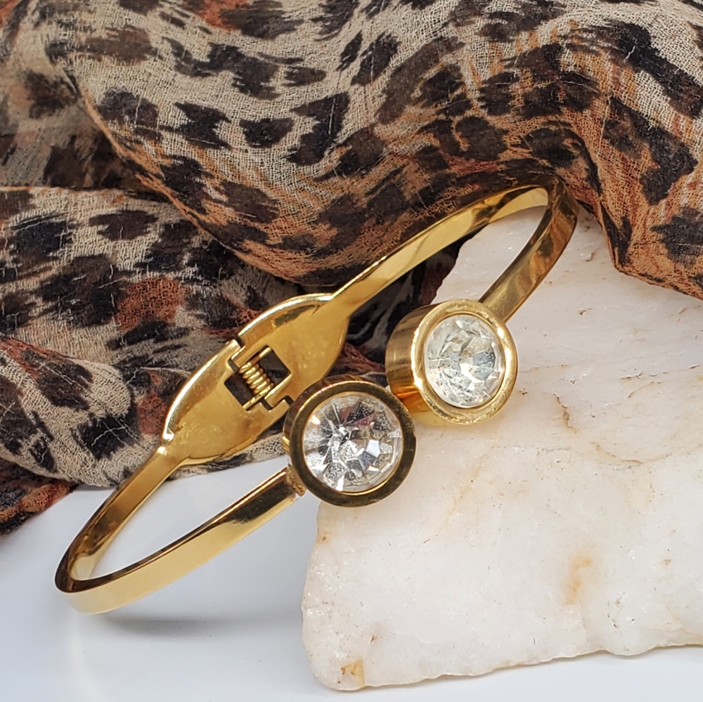 ❤️ Crystals Gold Bracelet Hypoallergenic Stainless Comfortable Strone
